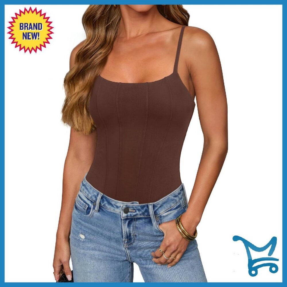 Sexy Square Neck Corset Bodysuit Adjustable Strap Sleeveless Backless - Picture 1 of 8